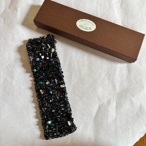 Black Beaded Gem Bangle Statement